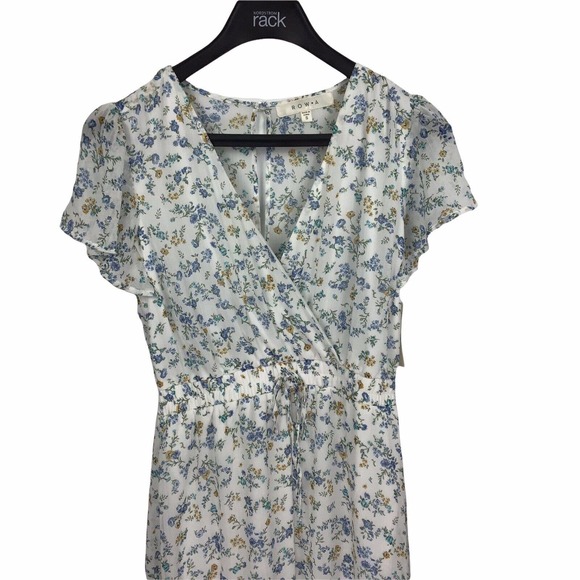 Row A Smocked Waist Maxi Dress White Floral Peasant Boho Flutter Sleeve Size S - Picture 3 of 5